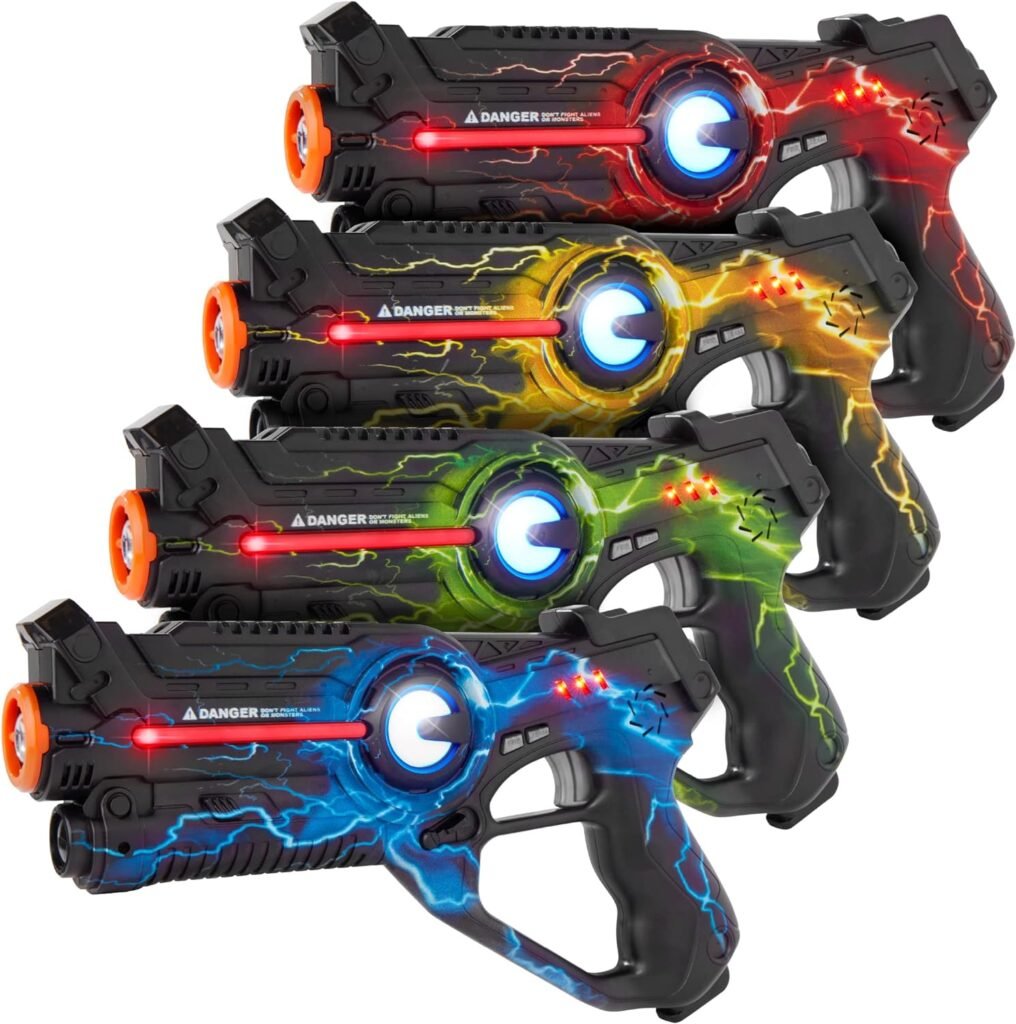 Best Choice Products Set of 4 Infrared Laser Tag Blaster Set, Indoor/Outdoor Lazer Tag Toys for Kids/Teens/Adult w/Electric Pattern, Multiplayer Mode - Multi Color