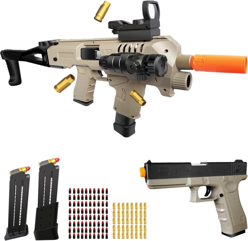 Soft Bullet Two Modes Toy Gun Blaster-Realistic with Shell Ejecting DesignSightInfrared Scope-Cheap with 3 Clips80 Foam Bullets-Gifts for Boys Girls Adults Age 8+