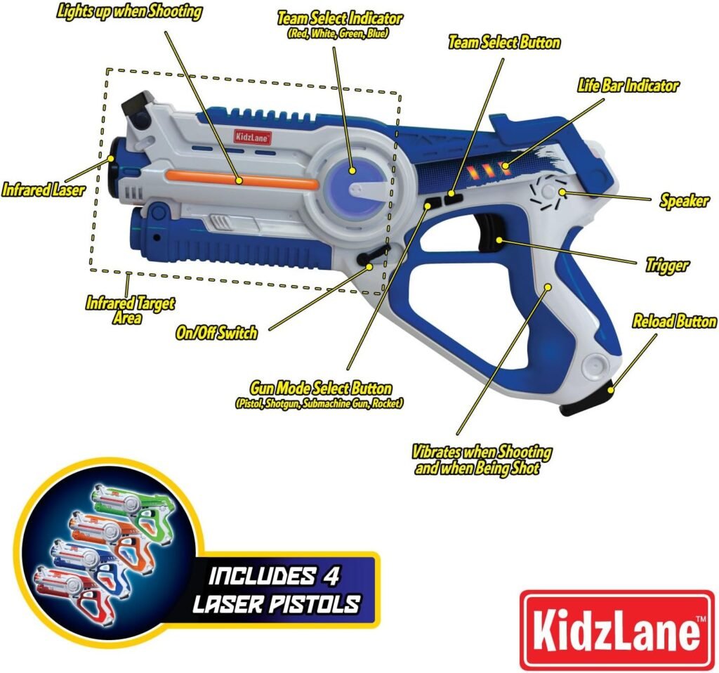 Kidzlane Infrared Laser Tag Game - Set of 2 Green/Orange - Laser tag for Kids Age 6-12