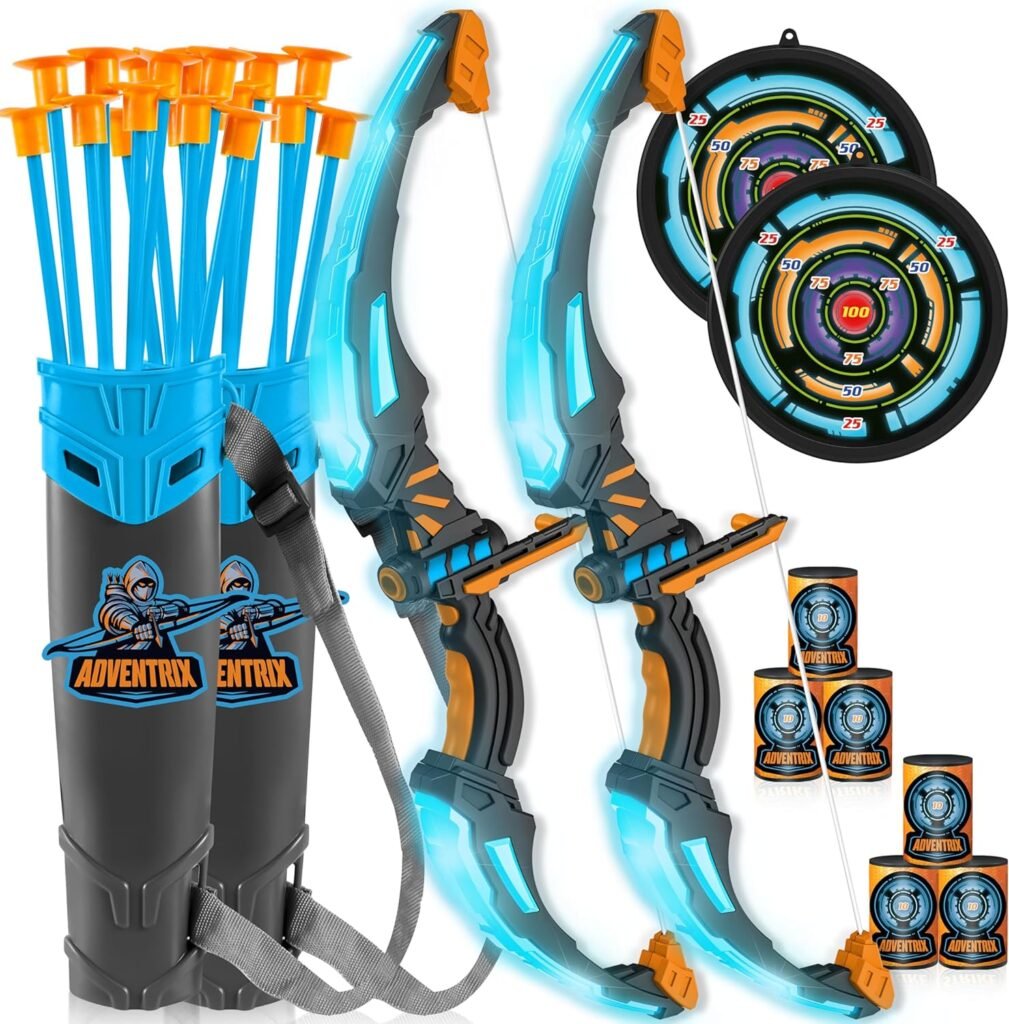 JOYIN Kids Bow and Arrow Set, LED Light Up Archery Toy Set with 9 Suction Cup Arrows, Target  Arrow Case, Indoor and Outdoor Hunting Play Gift Toys for Kids, Boys  Girls Ages 3-12