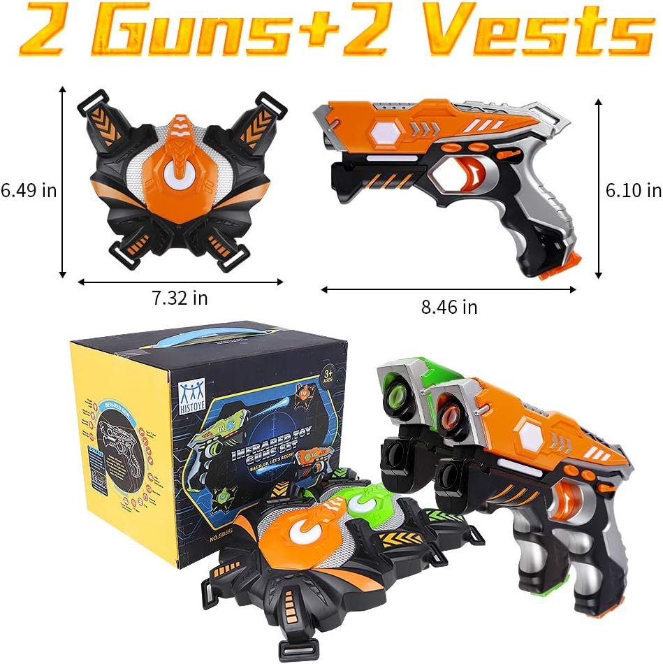 HISTOYE Lazer Laser Tag for Kids Adults Laser Tag Sets with Gun and Vest Laser Guns Toys for 3 4 5 6 7 8 9 10 11+ Year Old Boys Girls Age up Party 2 Multiplayers Indoor Outdoor Battle Games