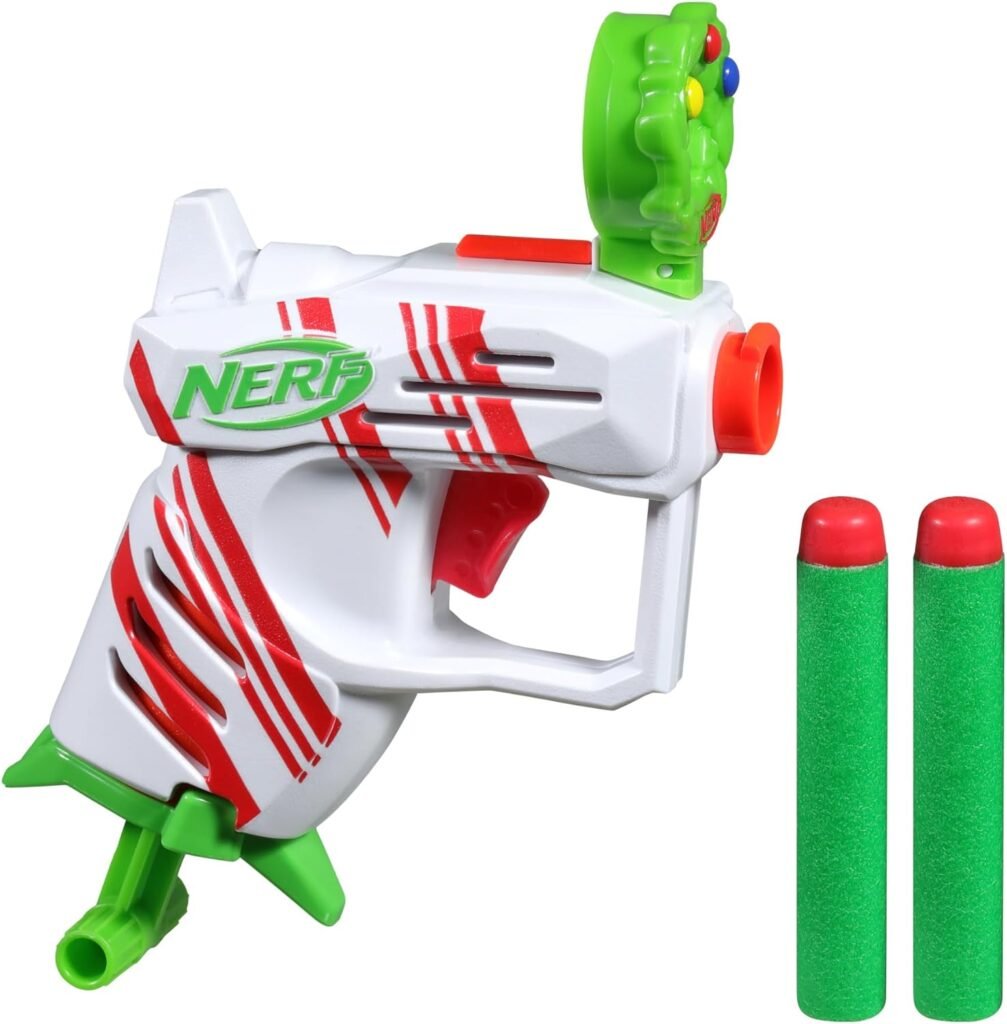 NERF Elite 2.0 Jolly Dash Blaster, 2 Elite Darts, Pull to Prime, Winter Toy Foam Blaster for 8 Year Old Boys  Girls
