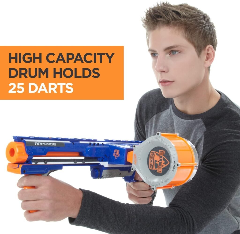 NERF Rampage N-Strike Elite Toy Blaster with 25 Dart Drum Slam Fire for Kids, Teens,  Adults (Amazon Exclusive)