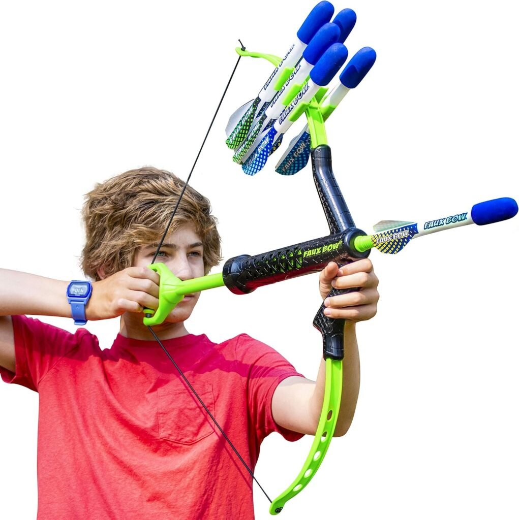 Original and Superior FAUX BOW 4.0 Lizardite - Kids Bow and Arrow Set - Durable Impact Foam Tip Arrows - Outdoor Toy for Girls and Boys - Perfect for Backyard Target Practice - Beware of Imitations