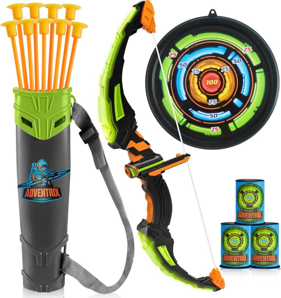 JOYIN Kids Bow and Arrow Set, LED Light Up Archery Toy Set with 9 Suction Cup Arrows, Target  Arrow Case, Indoor and Outdoor Hunting Play Gift Toys for Kids, Boys  Girls Ages 3-12