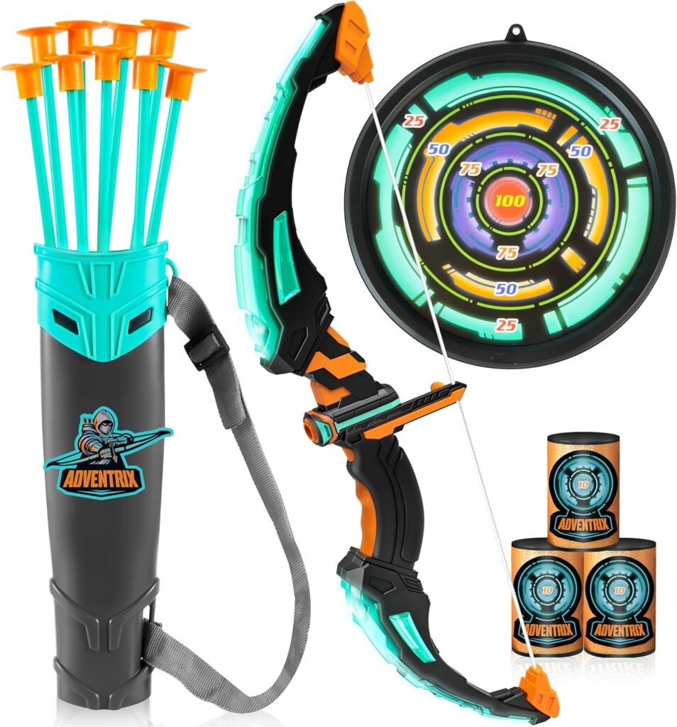 JOYIN Kids Bow and Arrow Set, LED Light Up Archery Toy Set with 9 Suction Cup Arrows, Target  Arrow Case, Indoor and Outdoor Hunting Play Gift Toys for Kids, Boys  Girls Ages 3-12