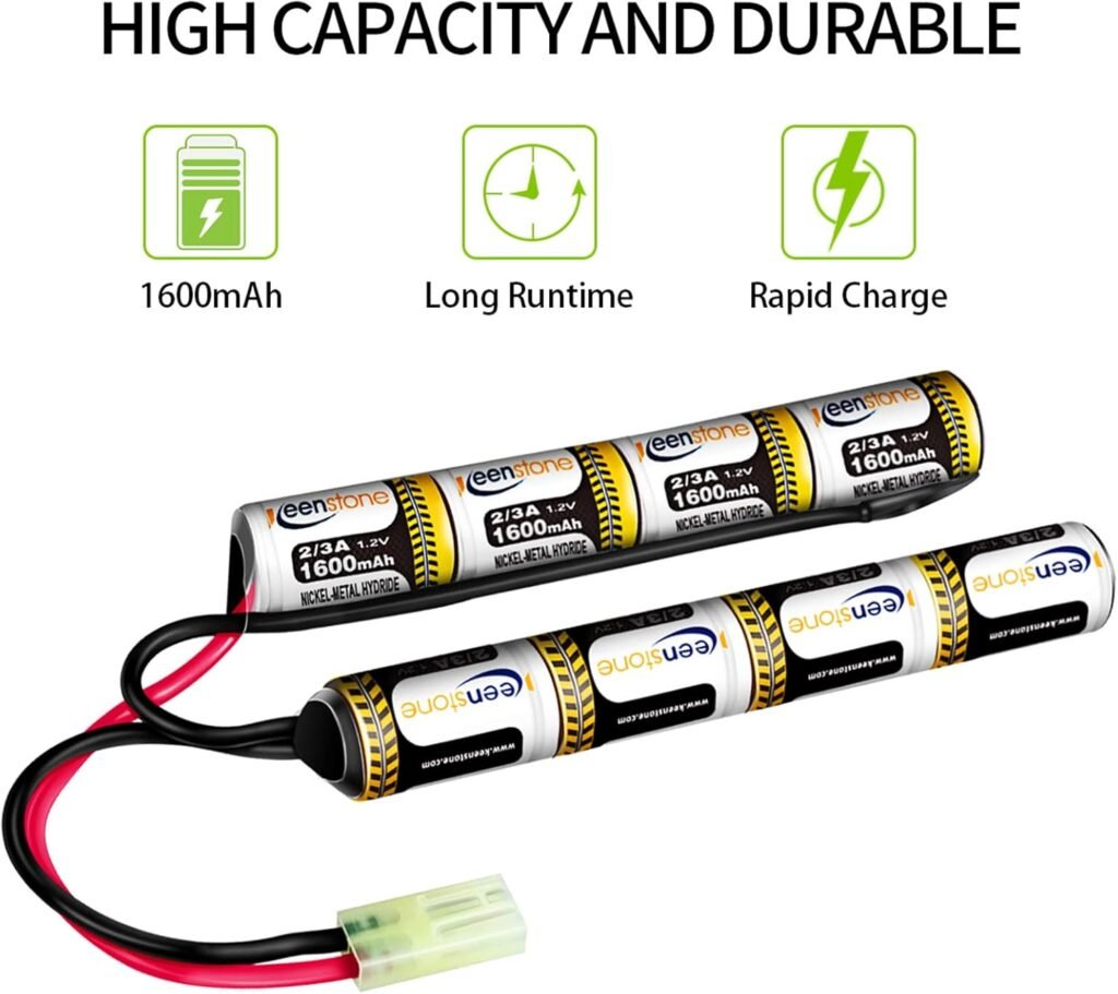 Keenstone 9.6V 1600mAh Butterfly Nunchuck Stick Mini Battery Pack with Mini Tamiya Connector for Airsoft Guns ICS CA TM SRC JG G36 GM733 etc