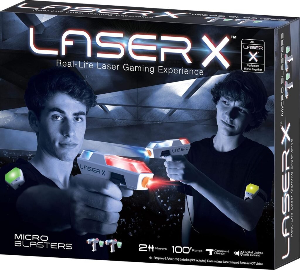 LASER X Two Player Laser Gaming Set, Multi, 2 Laser units with 2 Arms Receivers 100 Range
