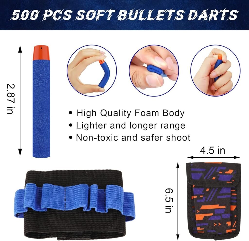 Nerf Bullets 500 Official Dart for Nerf N-Elite Series Guns Darts Gun Refill Bullets Ammo Packs