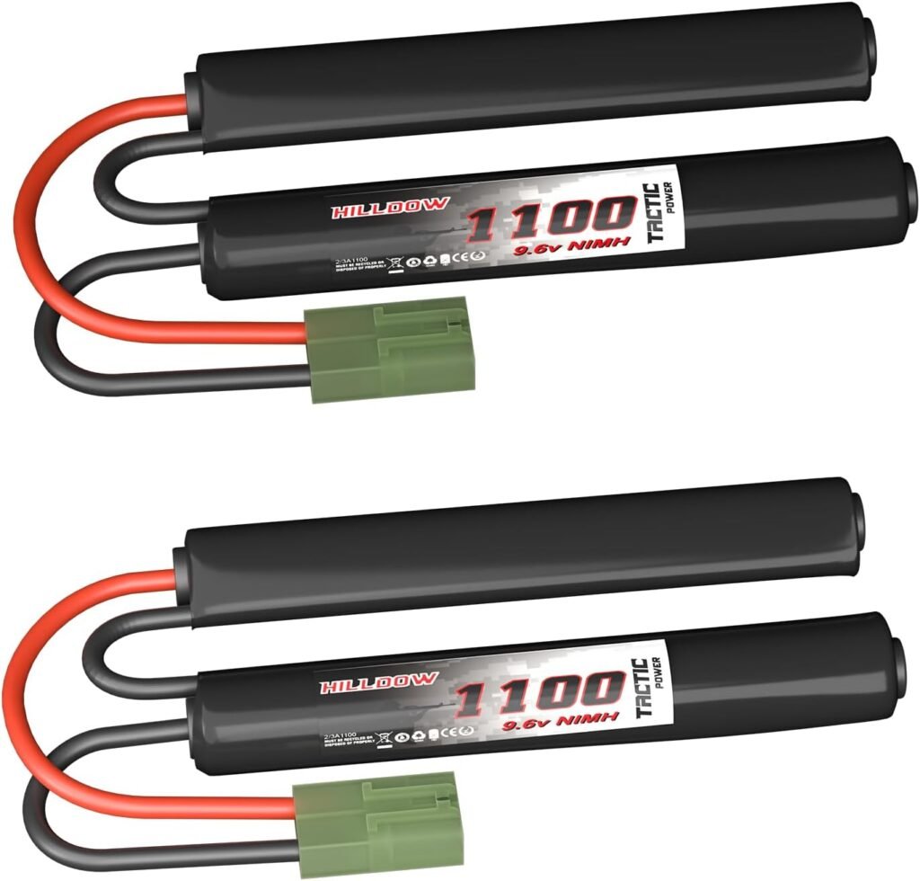 Hilldow 11.1V Airsoft Battery 1100mAh 20C with Deans/T Plug for Airsoft Guns Rifle Model (M13)